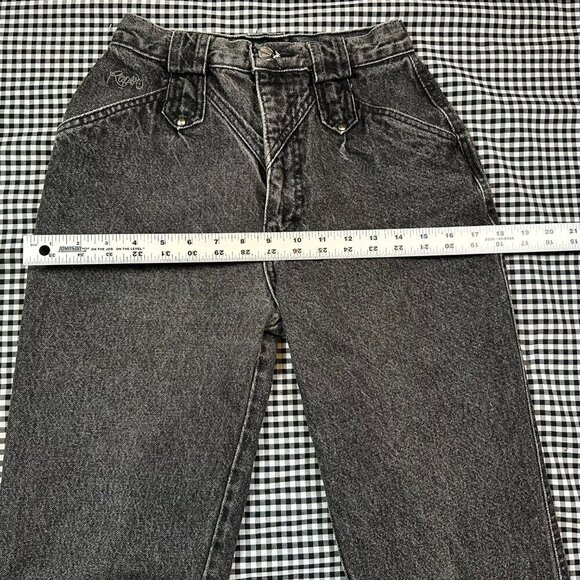 Vintage Roper Denim Cowgirl 90s High Rise Studded Grey Acid Wash Jeans Size 5 - Picture 4 of 9